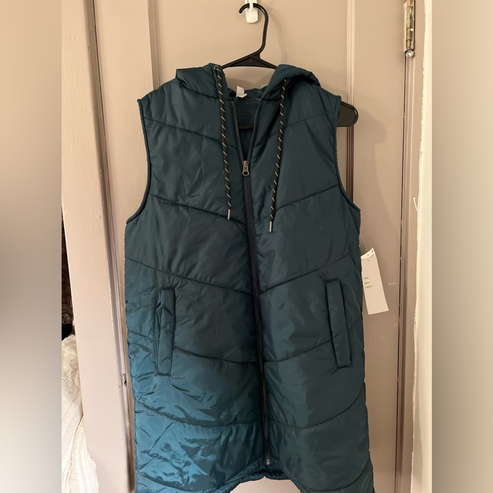 By Zella Long Puffer Vest Womens Size XS